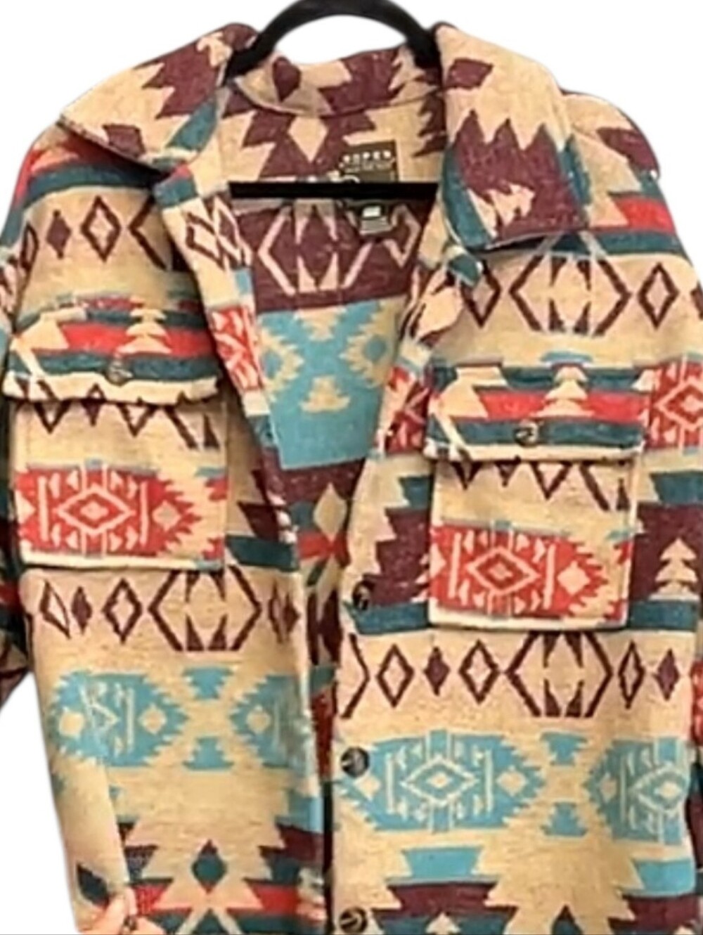 Roper Tan Aztec Utility Jacket with Turquoise & Rust Accents - Picture 2 of 2